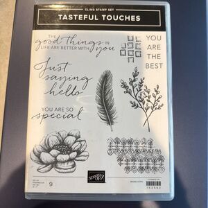 Stampin' Up Tasteful Touches Cling Stamp Set #152562 Feather Flower Sentiments